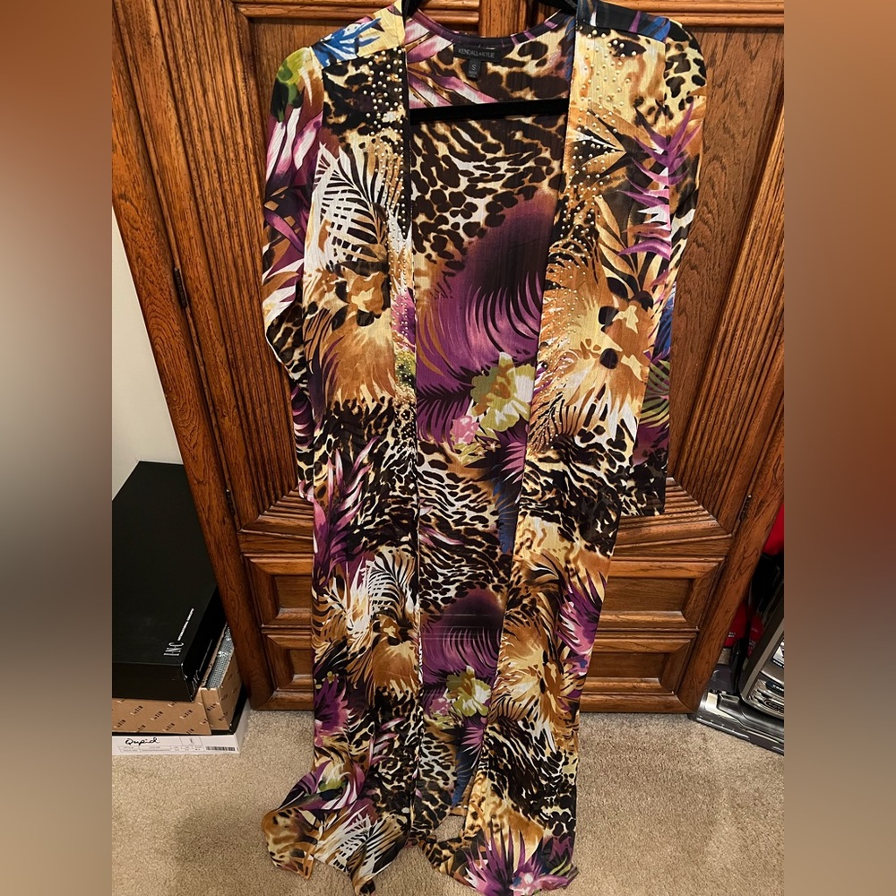 Kendall and Kylie Tropical Leopard Print Sheer Tie Cover Up